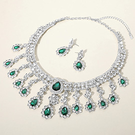 Teardrop Stone Chandelier Evening Necklace
