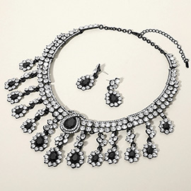 Teardrop Stone Chandelier Evening Necklace