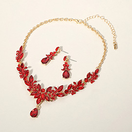 Teardrop Stone Cluster Pointed Marquise Stone Cluster Embellished Evening Necklace