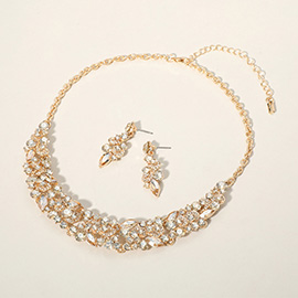 Round Marquise Stone Cluster Embellished Evening Necklace