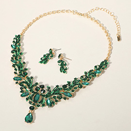 Marquise Stone Cluster Embellished Evening Necklace