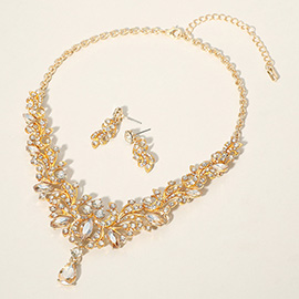Marquise Stone Cluster Embellished Evening Necklace