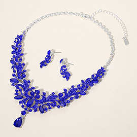 Marquise Stone Cluster Embellished Evening Necklace