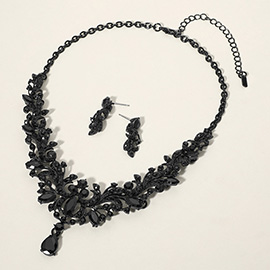 Marquise Stone Cluster Embellished Evening Necklace