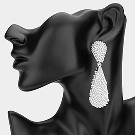 Oversized Stone Paved Teardrop Dangle Earrings