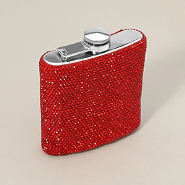 6oz Bling Studded Stainless Steel Square Hip Flask