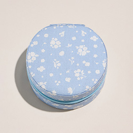 Flower Pattern Portable Round Jewelry Box