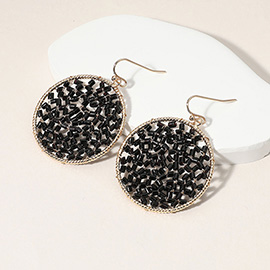 Cylinder Beaded Disc Dangle Earrings