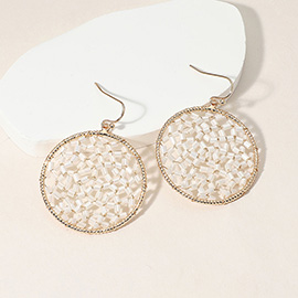 Cylinder Beaded Disc Dangle Earrings