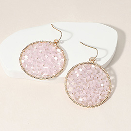 Cylinder Beaded Disc Dangle Earrings