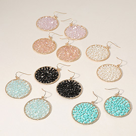 Cylinder Beaded Disc Dangle Earrings