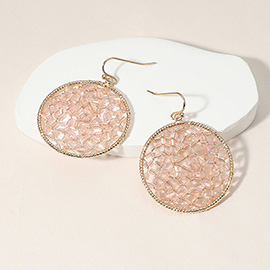 Cylinder Beaded Disc Dangle Earrings