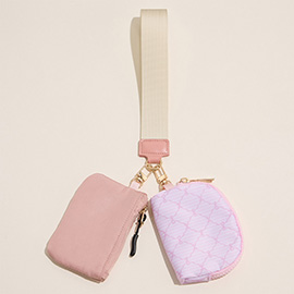 Bow Stripe Compact Dual Pouch with Strap