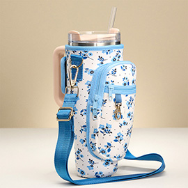 Flower Pattern Tumbler Bottle Bag
