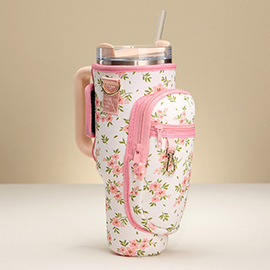 Flower Pattern Tumbler Bottle Bag