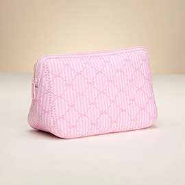 Striped Bow Pattern Cosmetic Pouch Bag