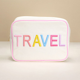 TRAVEL Message Embroidered Pouch Bag / Organizer