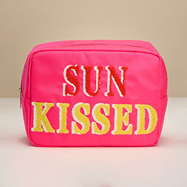 SUN KISSED Message Patch Embroidered Pouch Bag / Organizer