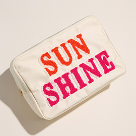 SUN SHINE Message Patch Embroidered Pouch Bag / Organizer