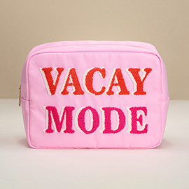 VACAY MODE Message Patch Embroidered Pouch Bag / Organizer