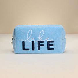 HELLO LIFE Message Embroidered Cosmetic Pouch Bag / Organizer