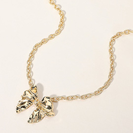 Metal Bow Pendant Necklace