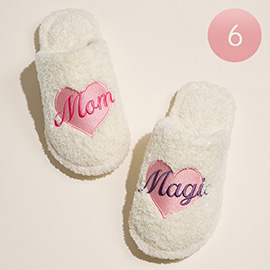 6Pairs - MOM MAGIC Message Heart Patch Embroidered Home Indoor Floor Slippers