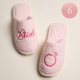 6Pairs - BRIDE Ring Embroidered Home Indoor Floor Slippers