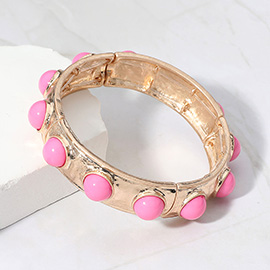 Bead Embellished Hammered Metal Stretch Bracelet