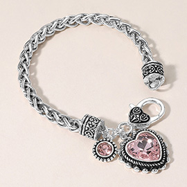 Heart Stone Charm Bracelet