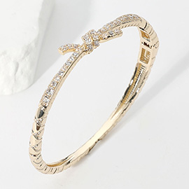 CZ Stone Paved Knot Pointed Hinged Bracelet