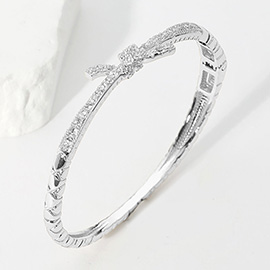 CZ Stone Paved Knot Pointed Hinged Bracelet