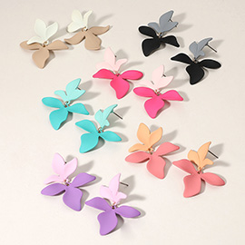 Matte Colored Petal Dangle Earrings