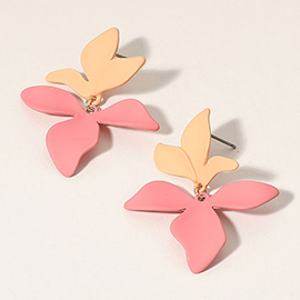Matte Colored Petal Dangle Earrings