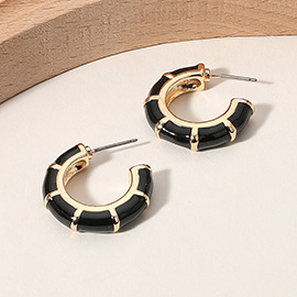 Enamel Bamboo Hoop Earrings