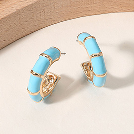 Enamel Bamboo Hoop Earrings