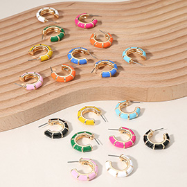 Enamel Bamboo Hoop Earrings