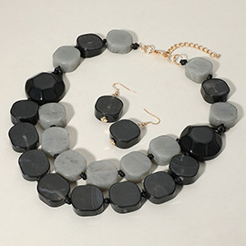 Chunky Resin Pebble Beaded Statement Necklace