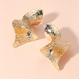 Textured Abstract Wavy Metal Earrings