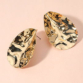Hammered Metal Teardrop Plate Earrings