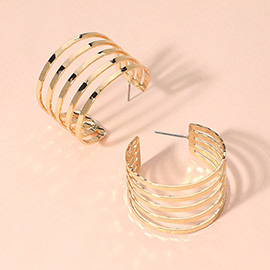 Metal Split Cage Hoop Earrings