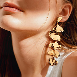 Oversized Metal Petal Drop Earrings