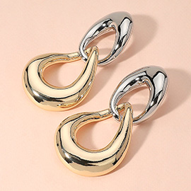 Oversized Chunky Teardrop Link Drop Earrings