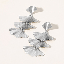 Metal Ginkgo Leaf Link Dropdown Earrings