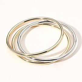 3PCS - Metal Bangle Multi Layered Bracelets