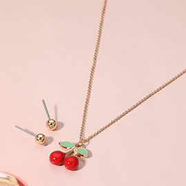 Enamel Cherry Pendant Necklace