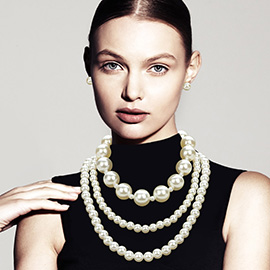 Chunky Pearl Beaded Triple Layered Statement Necklace