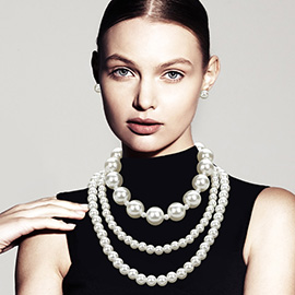 Chunky Pearl Beaded Triple Layered Statement Necklace