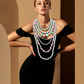 Chunky Pearl Beaded Multi Layered Statement Necklace