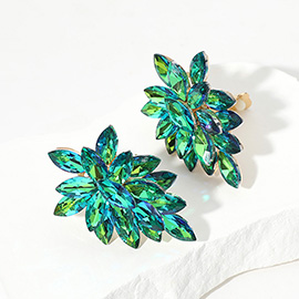 Marquise Crystal Cluster Clip on Evening Earrings